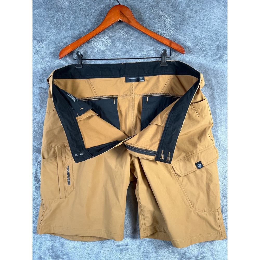 Truewerk T1 WerkShort Mens 42x11 Brown Work Cargo Performance Stretch Shorts - Picture 10 of 15